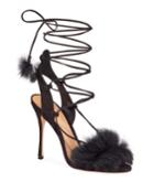 Lori Suede Faux-fur Ankle Tie Evening