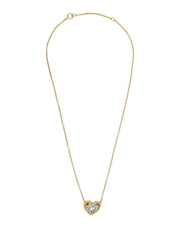 Estate 18k Two-tone Pave Diamond Heart Pendant Necklace