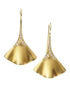 Fluted Pave Diamond Gold Earrings