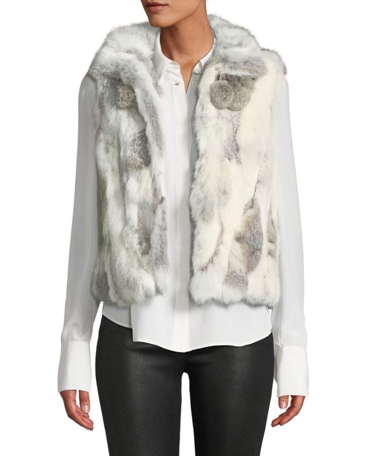 Rabbit Fur Pompom Vest