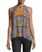 Halter-neck Printed Top,