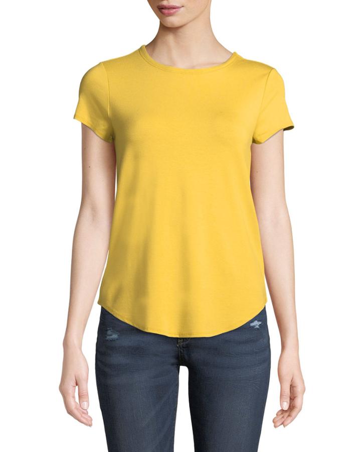 Cap-sleeve Crewneck Jersey Tee