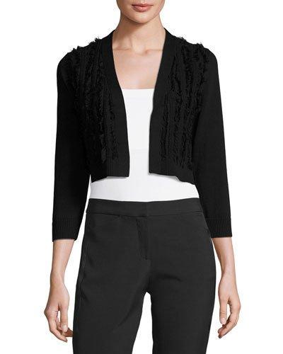 Raw-edge Shrug Cardigan, Noir