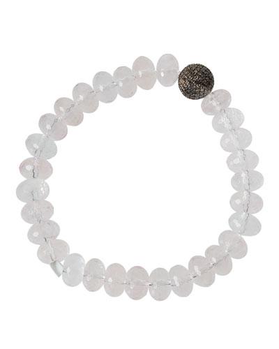 Rose Quartz & Diamond Stretch Bead Bracelet