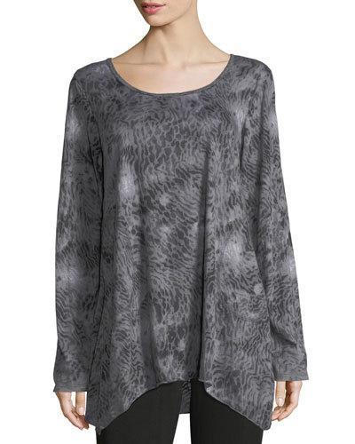 Scoop-neck Angled-hem Tunic