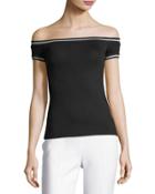 On-the-go Boat-neck Cap-sleeve Fitted Top