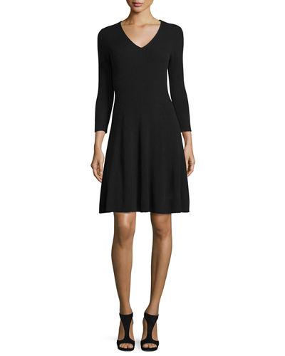 Ribbed Cashmere Fit-&-flare Dress