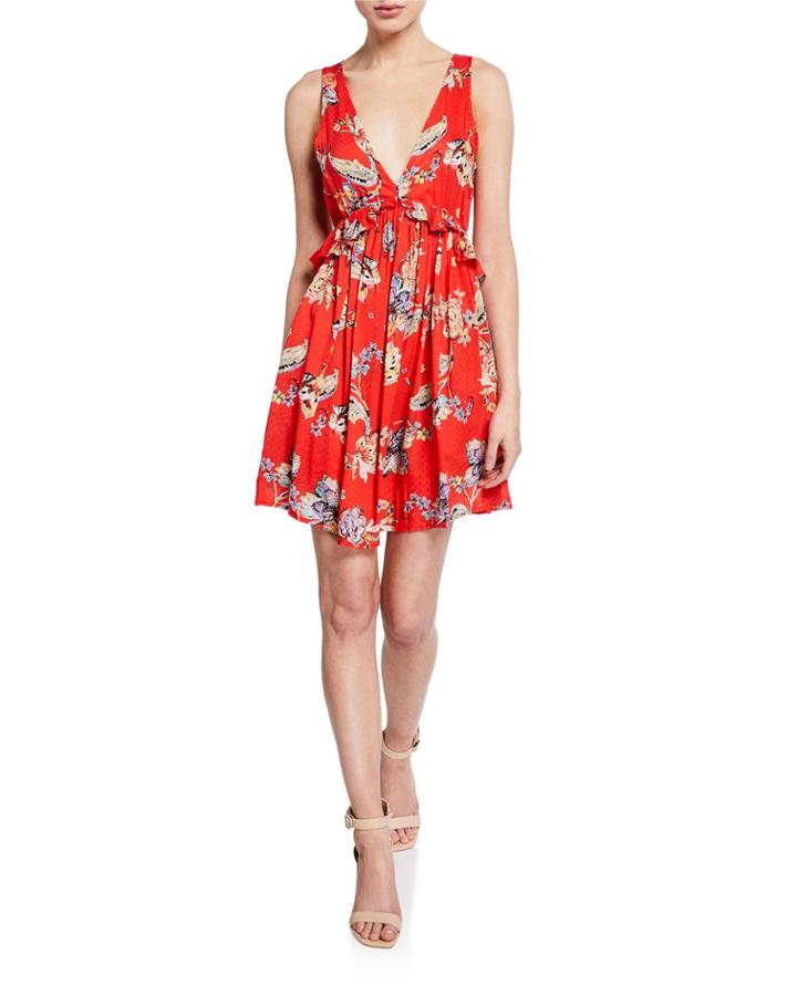 Sleeveless Floral- Print Fit-and-flare Dress