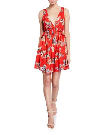 Sleeveless Floral- Print Fit-and-flare Dress
