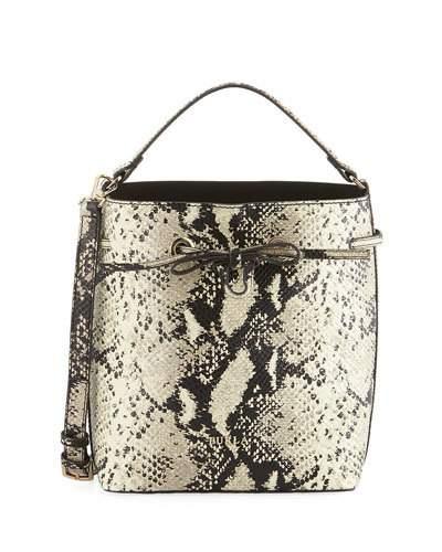 Costanza Snake-embossed Leather Bucket Bag