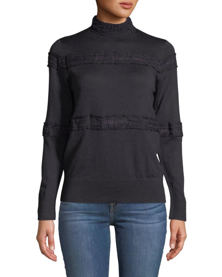 Lace-trimmed Mock-neck