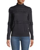 Lace-trimmed Mock-neck