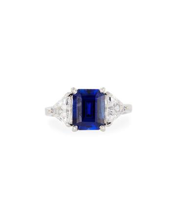Synthetic Sapphire Emerald-cut Ring,