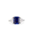 Synthetic Sapphire Emerald-cut Ring,