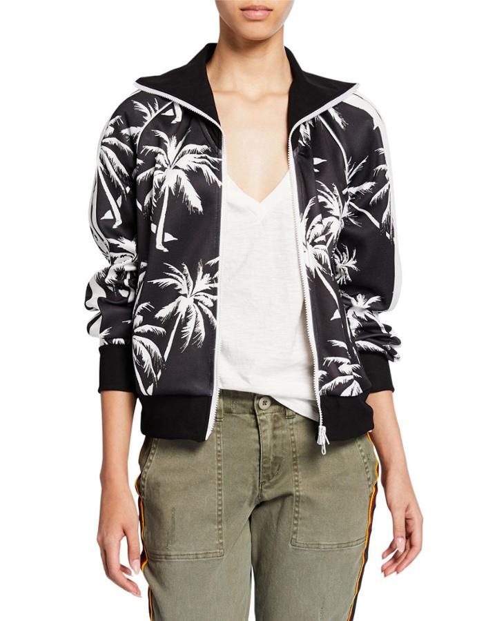 Palm Tree Stripe Sleeve Track Jacket