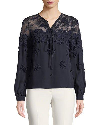 Illusion Tie-neck Long-sleeve