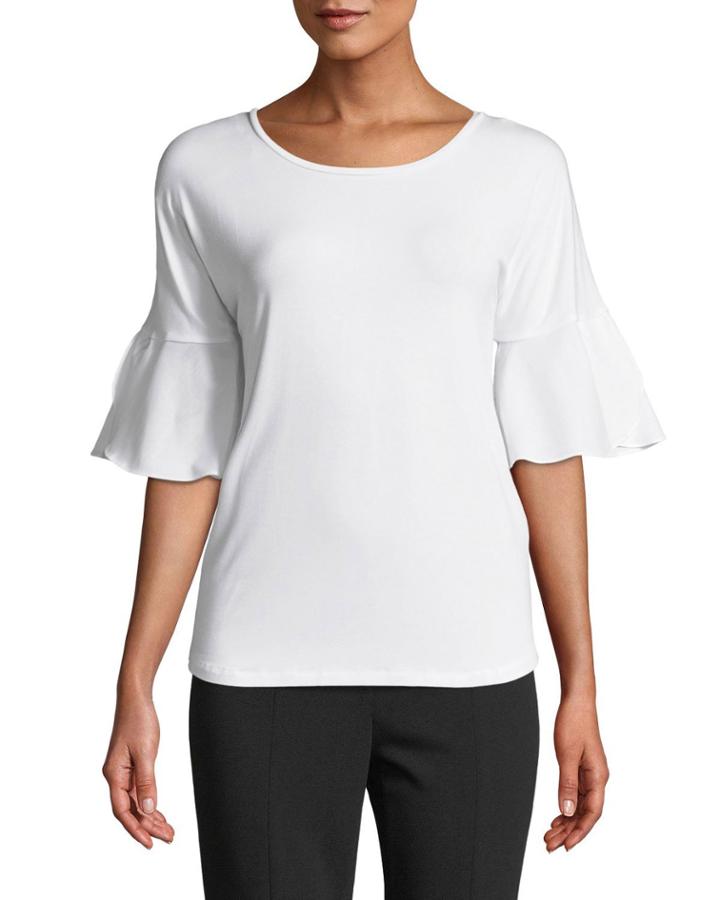 Poplin-sleeve Tee Top