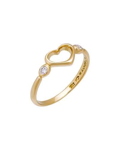 18k Yellow Gold Diamond Heart Ring,