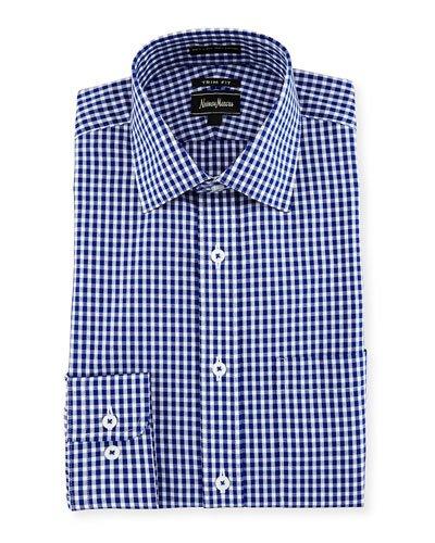 Trim-fit Dobby Gingham Dress
