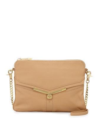 Botkier Valentina Mini Leather Crossbody Bag, Beige