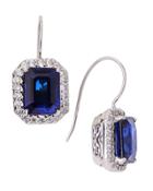 Cz Pave & Synthetic Sapphire Earrings