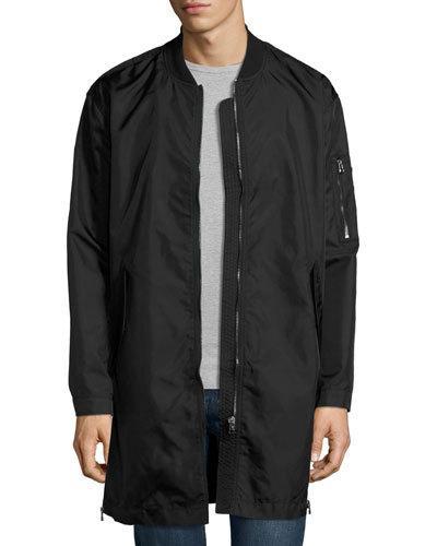 Protect Long Bomber-style Parka, Black