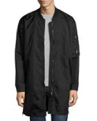 Protect Long Bomber-style Parka, Black