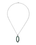 Open Emerald Pendant Necklace W/ Diamonds