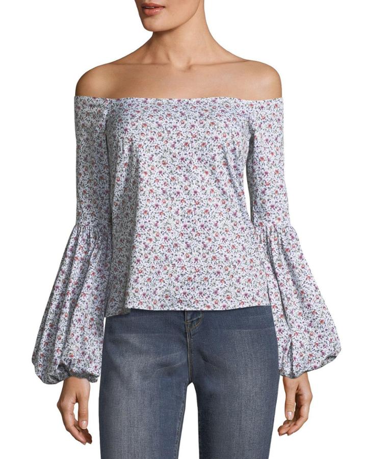 Gisele Off-the-shoulder Blouson-sleeve Blouse