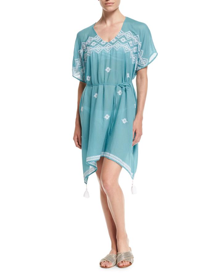 Cross-stitch Coverup Caftan Dress,