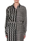 Button-down Zigzag & Striped Mixed-print