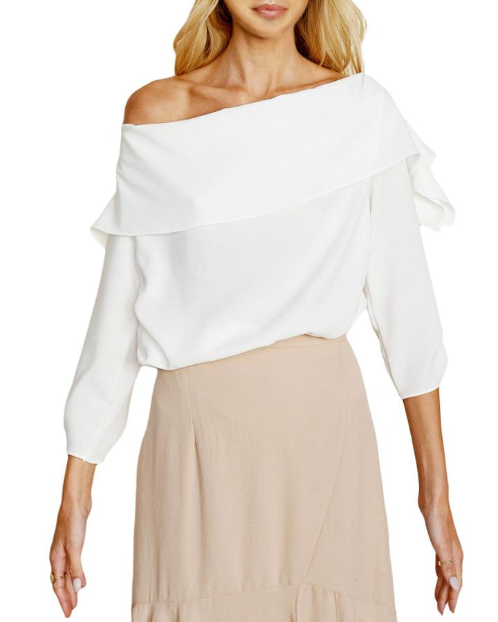 Picture Perfect Asymmetric Ruffled Top