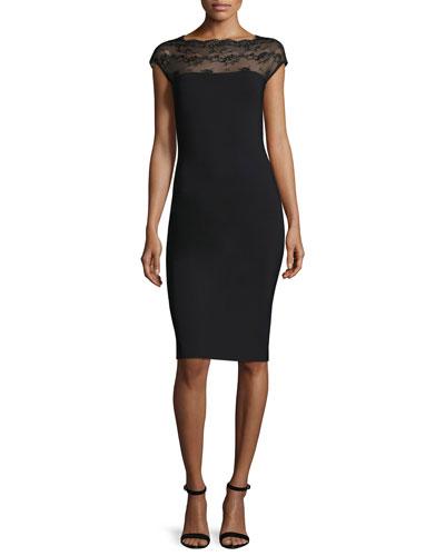 Ilmes Lace-trim Sheath Dress, Nero