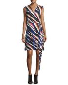 Zebra-stripe Belted Wrap Dress