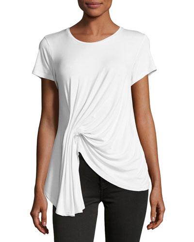 Twist-front Asymmetric-hem Top