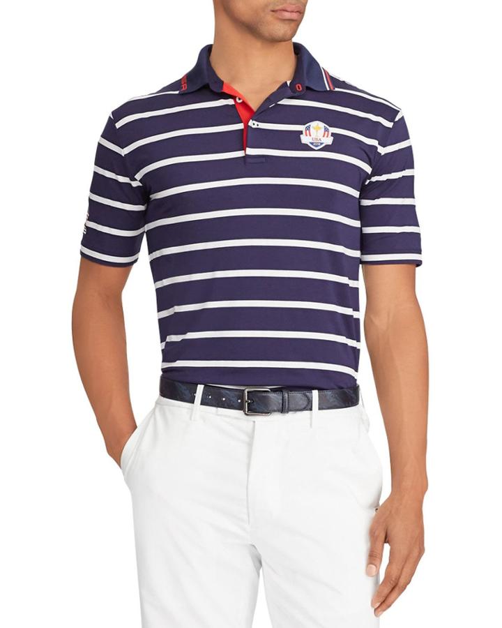 Men's Friday Usa Ryder Cup Striped French-knit Golf Polo