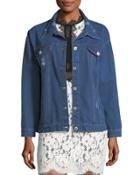 Denim Lace-up-sleeve Jacket