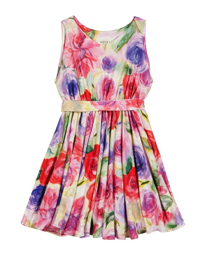Pastel Rose Print Knit Dress,
