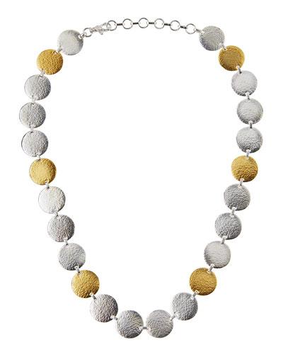 Flake Silver & 24k Disc Necklace