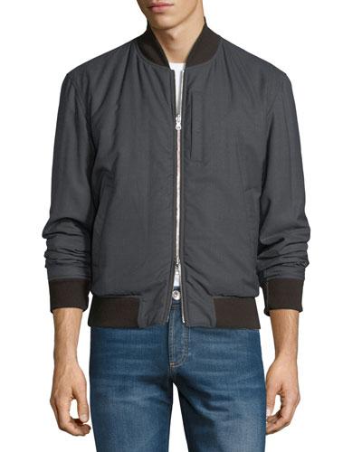 Leather & Wool Reversible Bomber Jacket