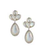 Lollipop Stone Drop Earrings In Mother-of-pearl Doublet W/ Diamonds
