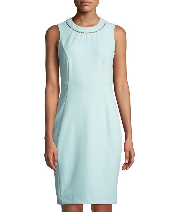 Sheath Dress With Pearl Neck