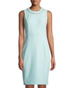 Sheath Dress With Pearl Neck