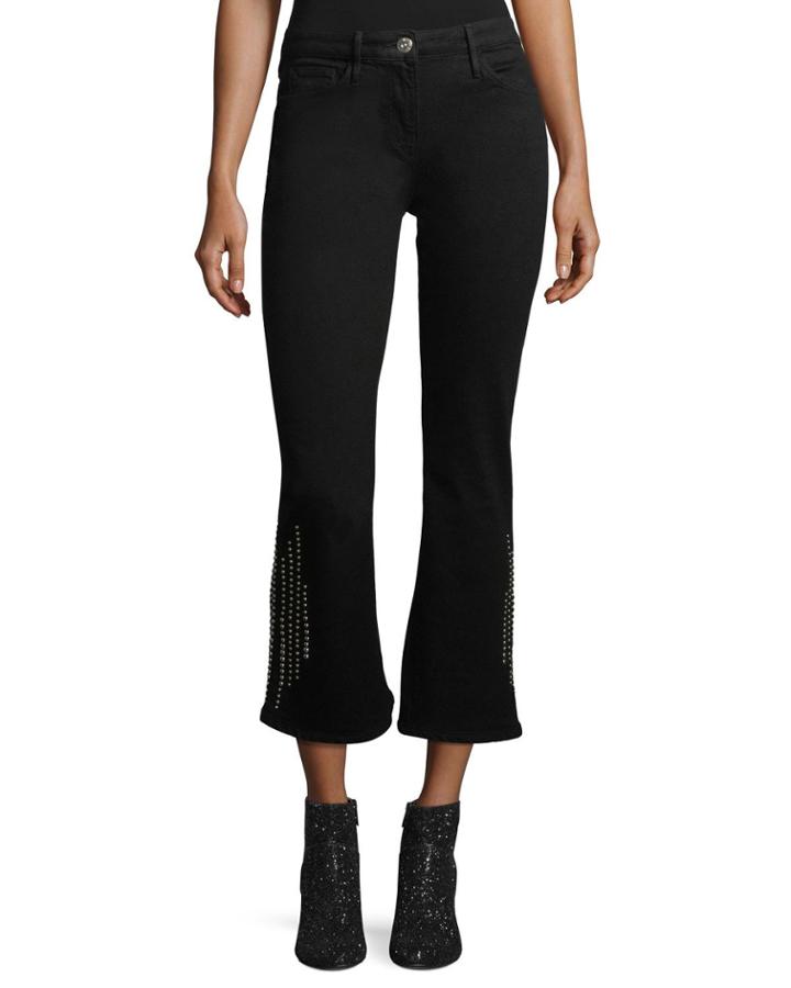 Cole Studded Crop Bell-bottom Jeans