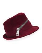 Trilby Velour Baseball Cap W/ Oversized Zip Detail