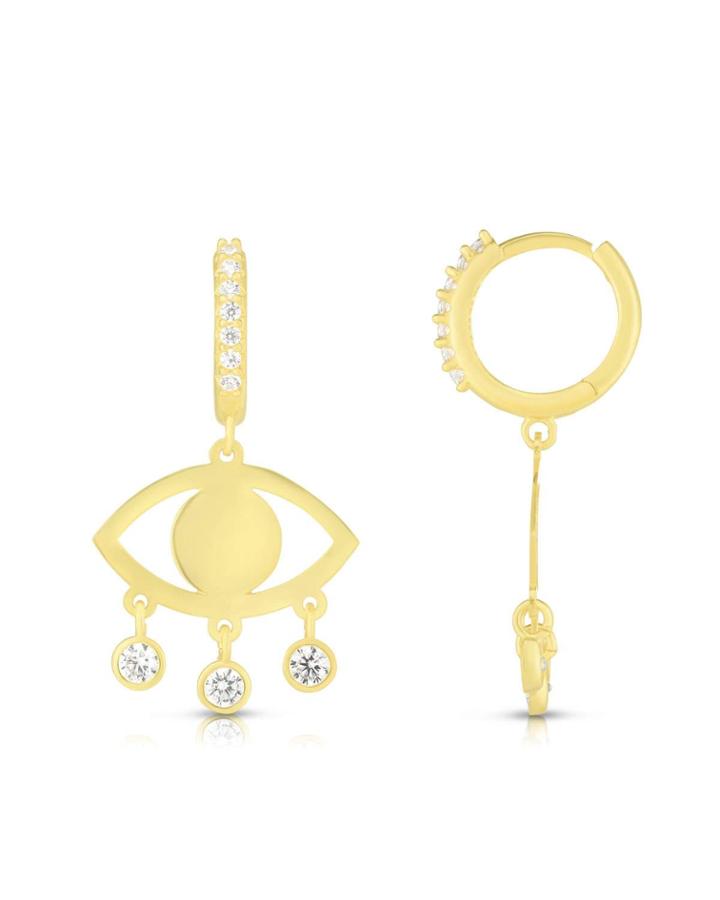 Gold-plated Evil Eye Huggie Earrings