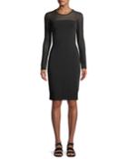 Long-sleeve Mesh Bodycon Dress