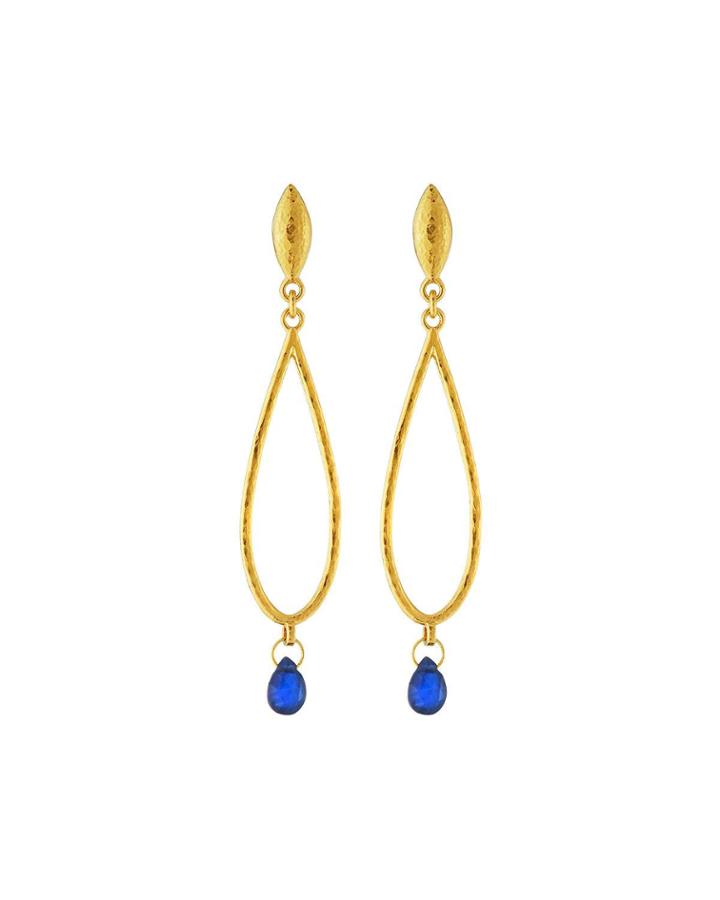 22k Gold Captiva Teardrop Sapphire Earrings