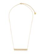 Pearl & Crystal Bar Pendant Necklace, Golden