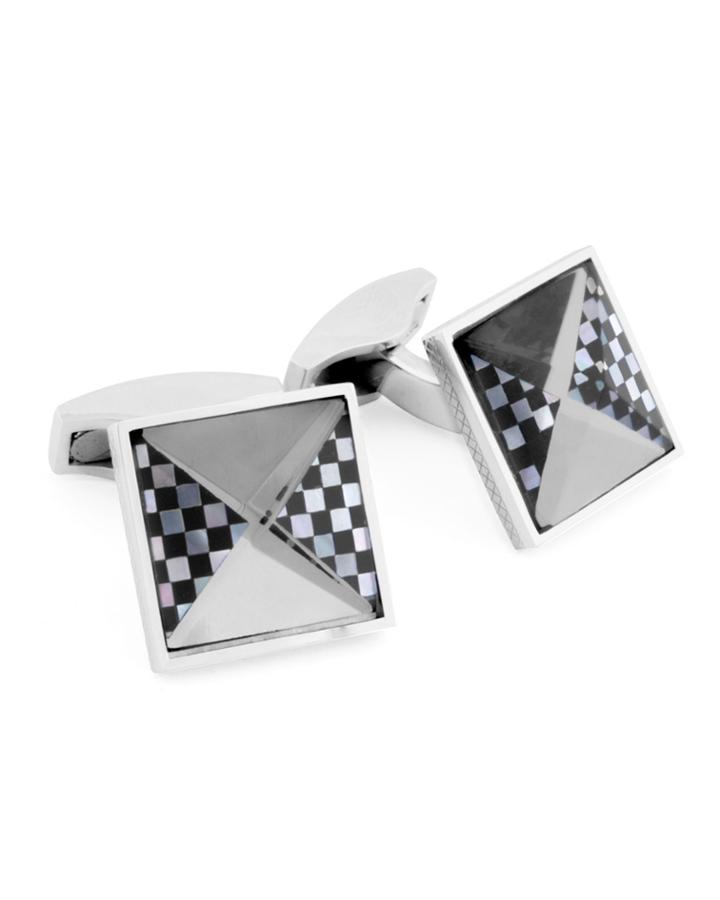 Men's Black Agate, Mother-of-pearl & Mirror Cufflinks